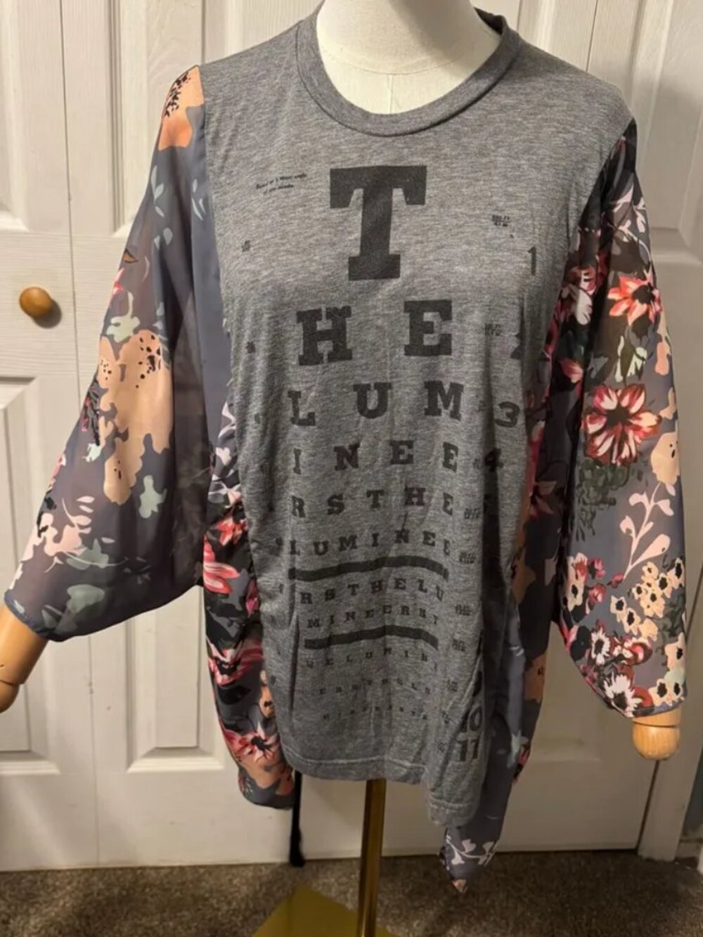 The Lumineers Upcycled Graphic T-shirt with Flowy Floral Sleeves - OSFM
